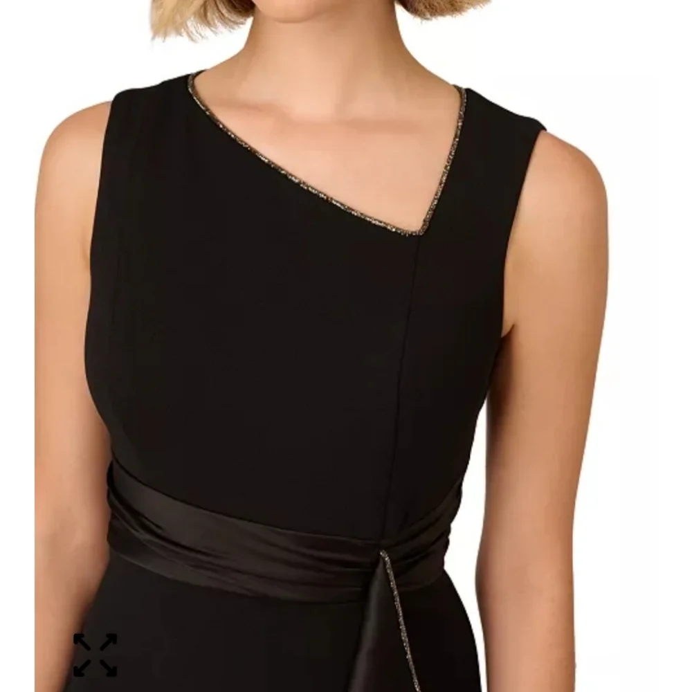 Adrianna Papell Women Ruffled Gown Sz 6 Asymmetric Hem Black NWT Old Money Party - Picture 3 of 15